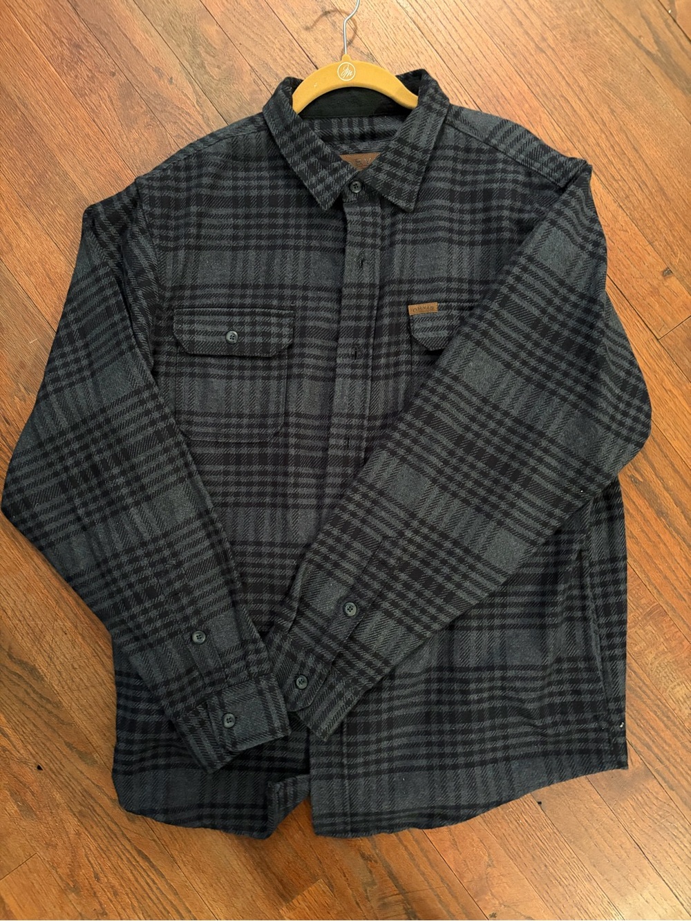 Orvis Charcoal and Black Plaid Wool Shirt Jacket